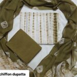 Shibori Handmade Tie-Dye Pure Cotton Top & Bottom Fabric with Matching Chiffon Dupatta (Shawl)