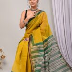Golden Meadow Pure Cotton Saree with Attached Blouse