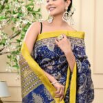 Royal Indigo Pure Cotton Saree with Attached Blouse